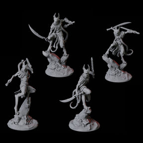 Four Sphinx Tabaxi Warriors Miniature for Dungeons and Dragons, Pathfinder or other TTRPGs