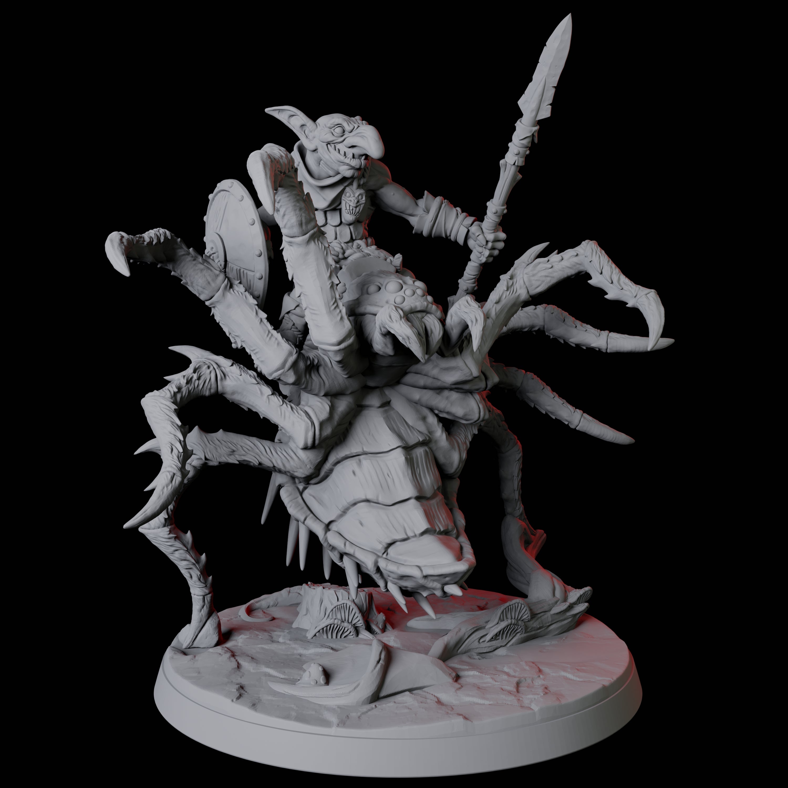 Four Spider Mounted Goblin Riders Miniature for Dungeons and Dragons, Pathfinder or other TTRPGs
