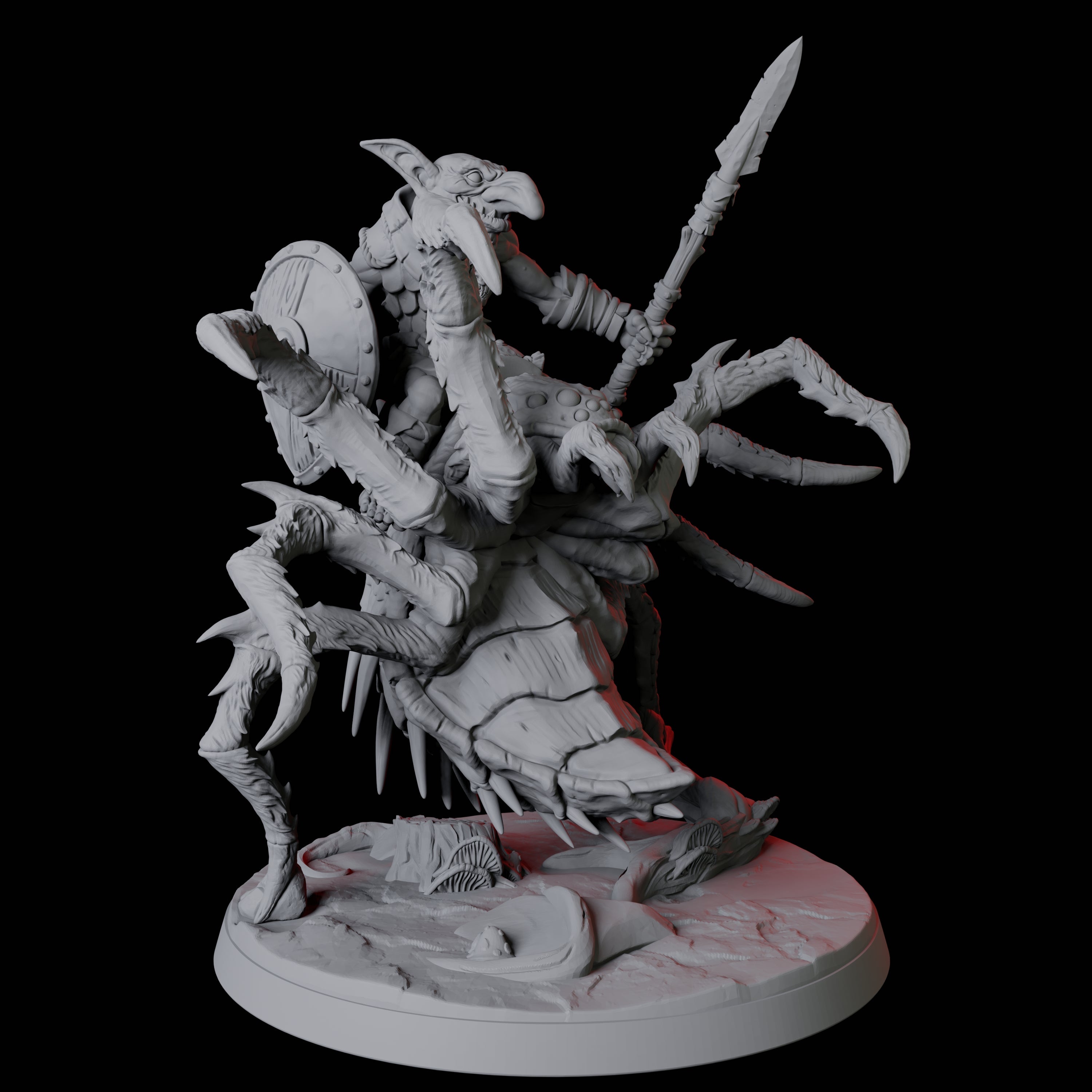 Four Spider Mounted Goblin Riders Miniature for Dungeons and Dragons, Pathfinder or other TTRPGs