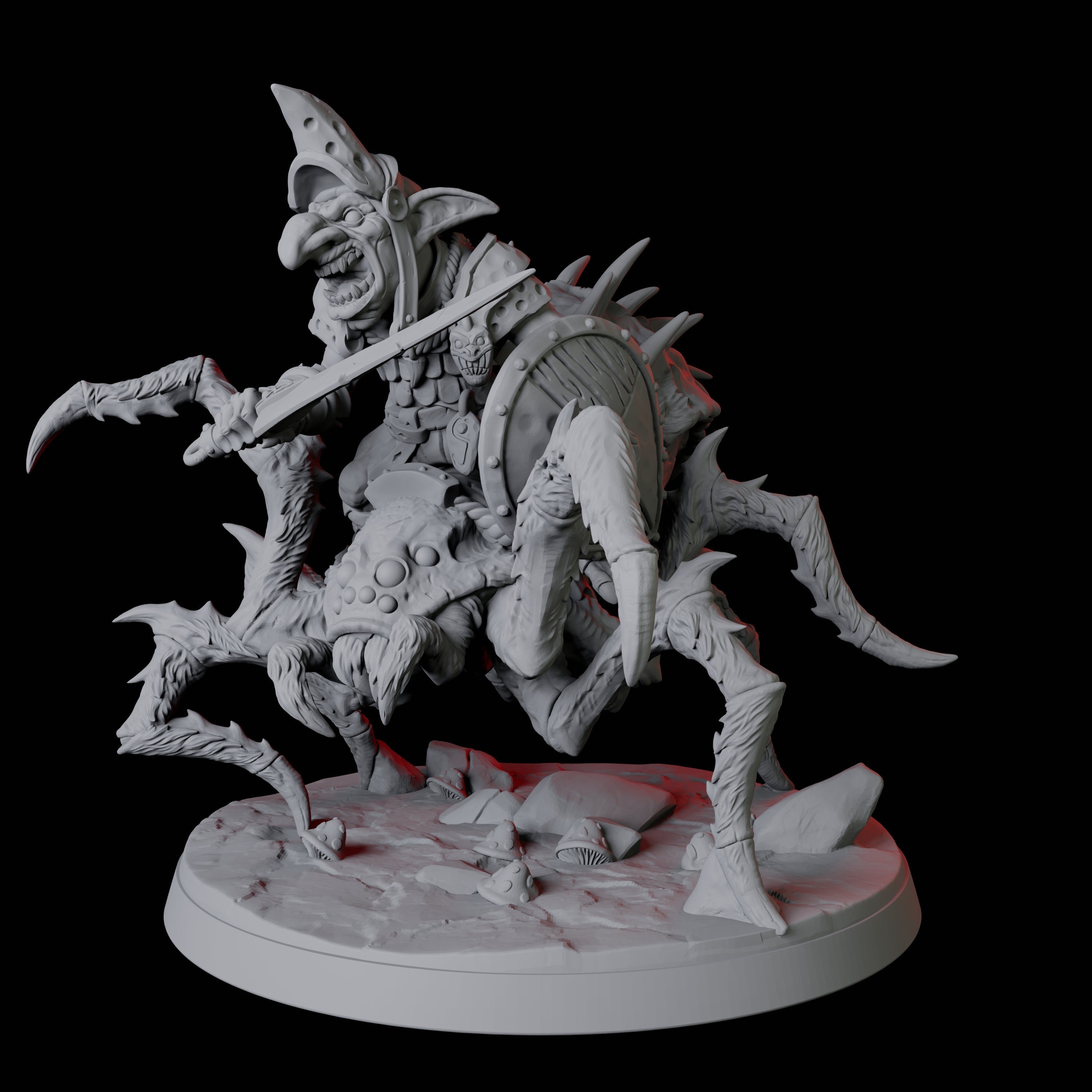 Four Spider Mounted Goblin Riders Miniature for Dungeons and Dragons, Pathfinder or other TTRPGs