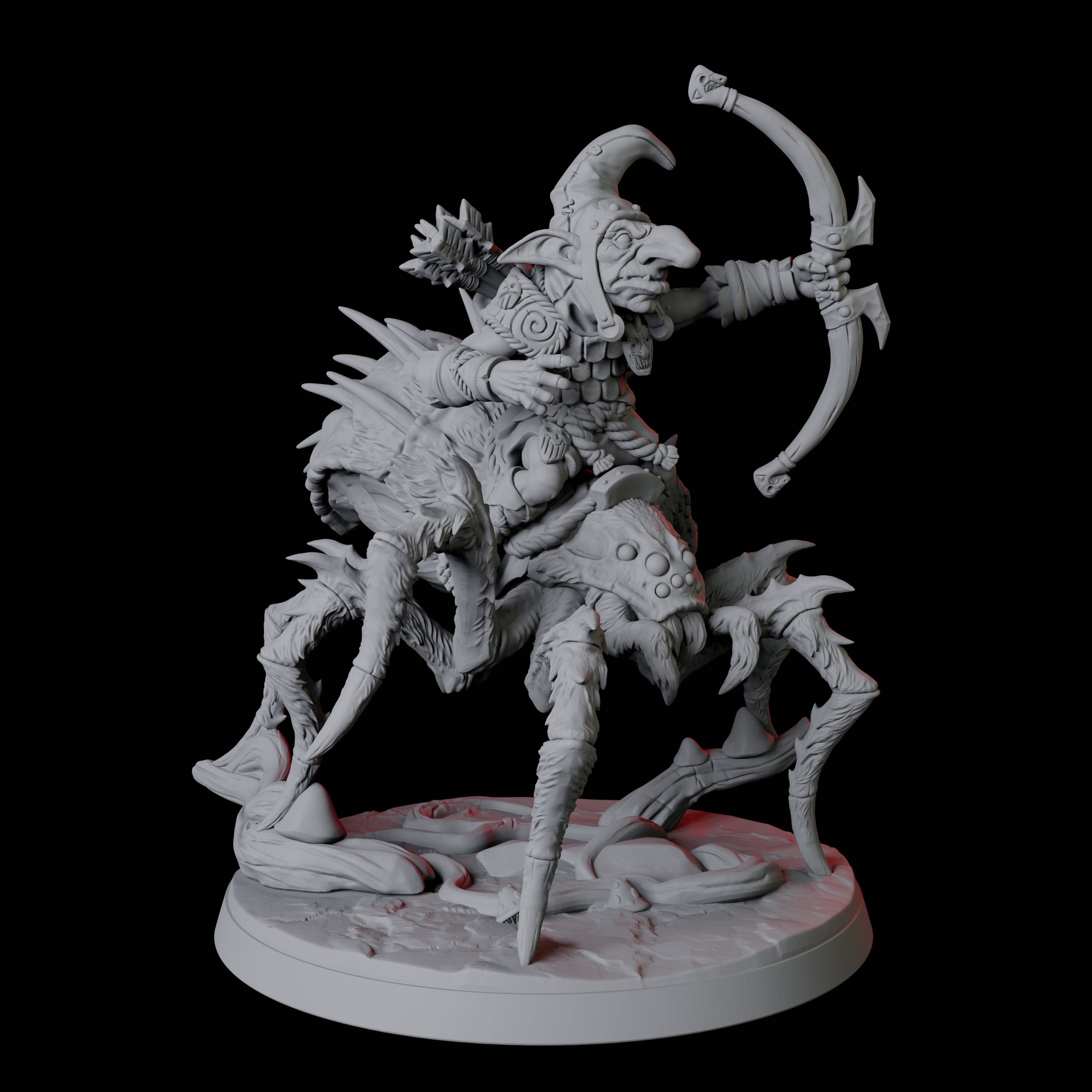 Four Spider Mounted Goblin Riders Miniature for Dungeons and Dragons, Pathfinder or other TTRPGs