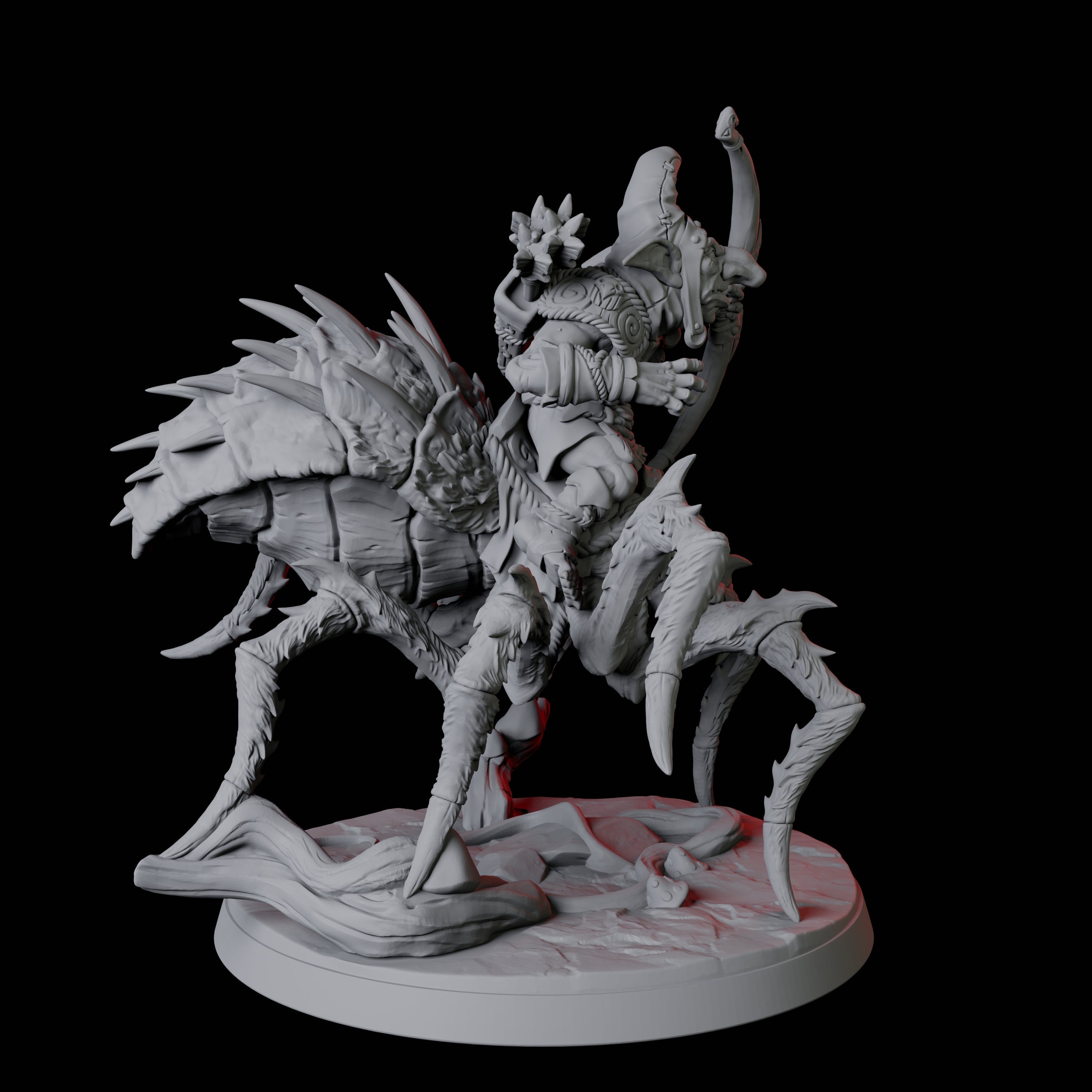 Four Spider Mounted Goblin Riders Miniature for Dungeons and Dragons, Pathfinder or other TTRPGs