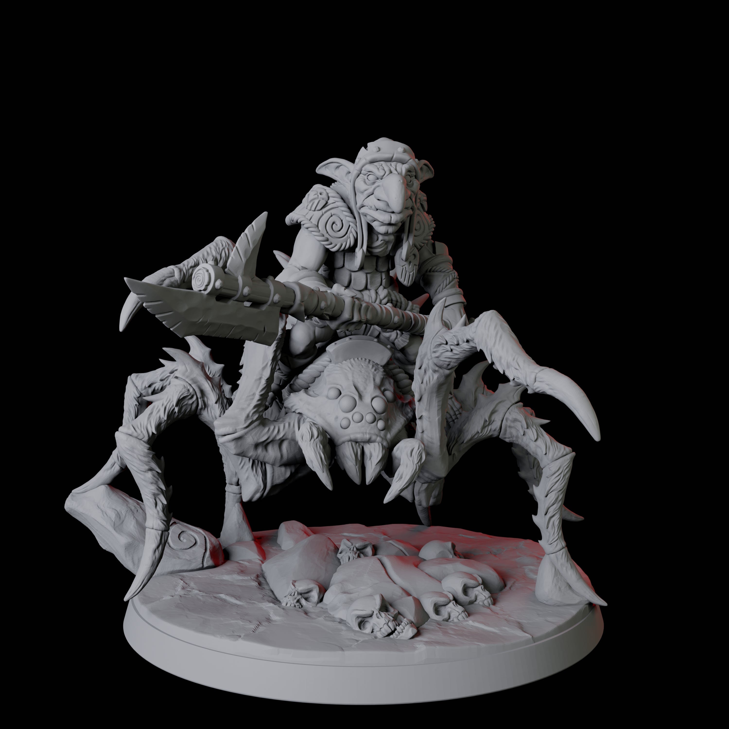 Four Spider Mounted Goblin Riders Miniature for Dungeons and Dragons, Pathfinder or other TTRPGs