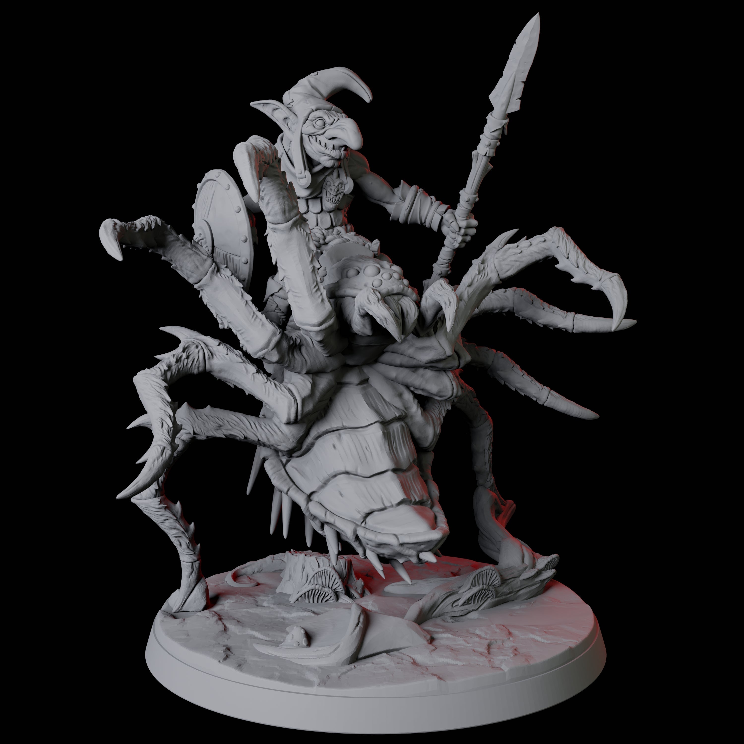 Four Spider Mounted Goblin Riders Miniature for Dungeons and Dragons, Pathfinder or other TTRPGs