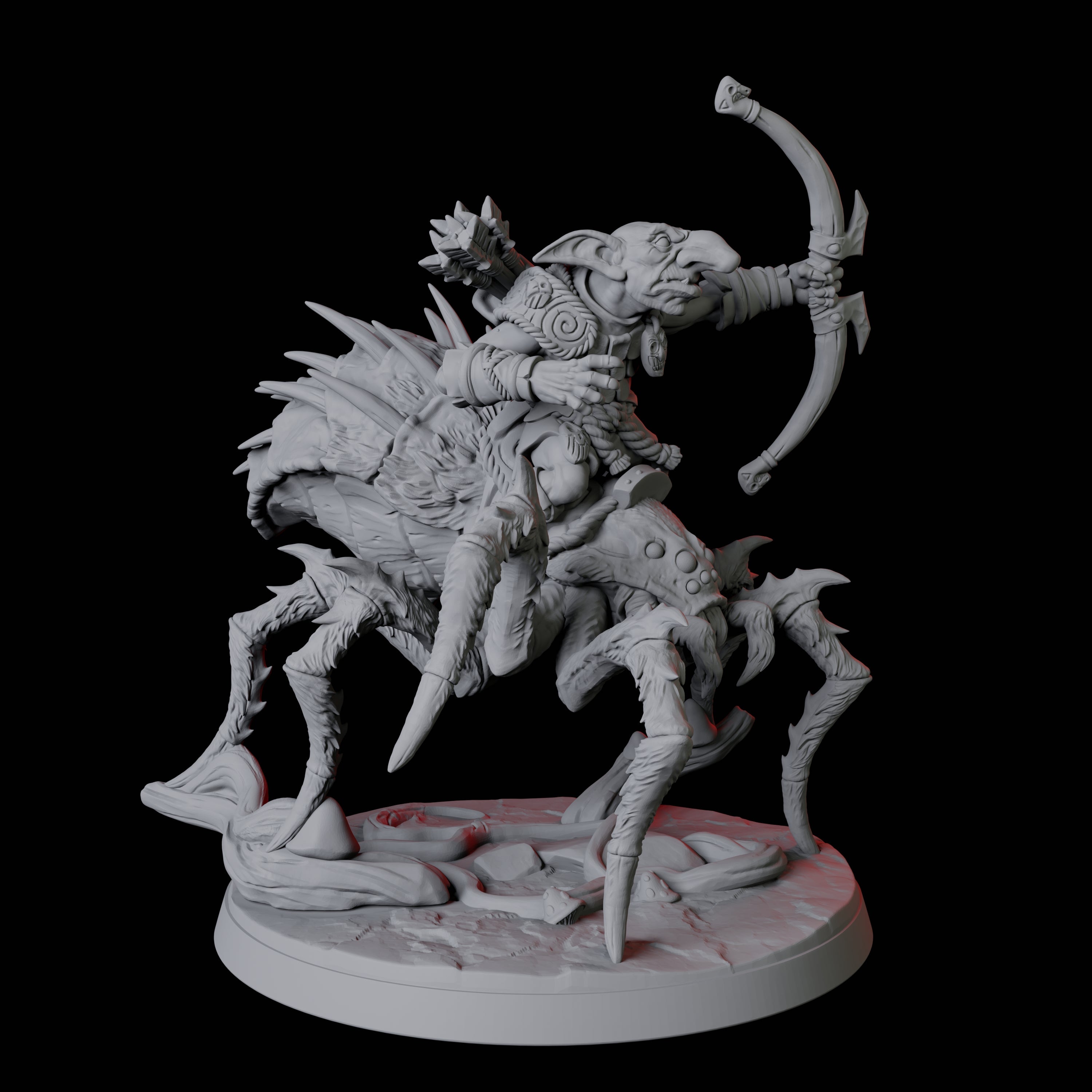 Four Spider Mounted Goblin Riders Miniature for Dungeons and Dragons, Pathfinder or other TTRPGs
