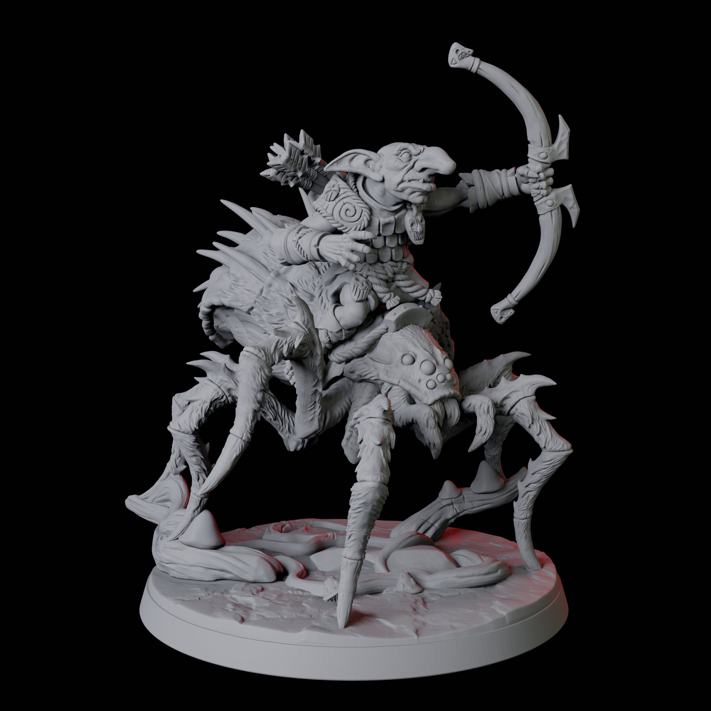 Four Spider Mounted Goblin Riders Miniature for Dungeons and Dragons, Pathfinder or other TTRPGs