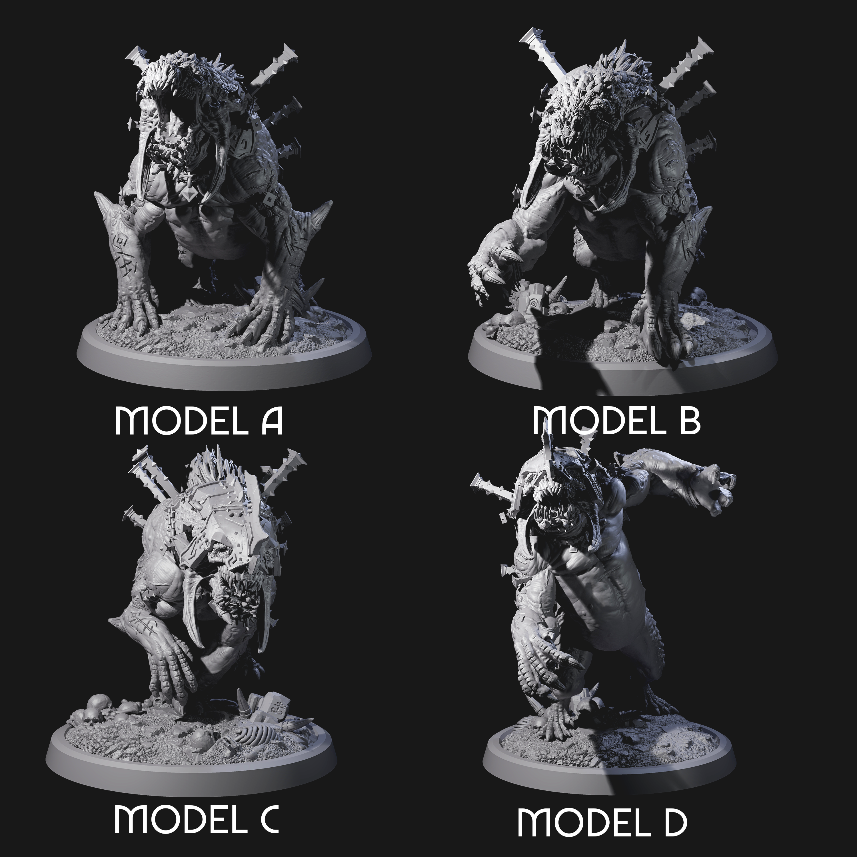 Four Spiked Bulettes Miniature for Dungeons and Dragons, Pathfinder or other TTRPGs