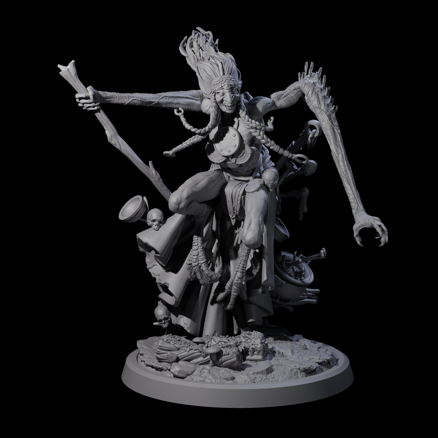 Four Spindly Forest Hags Miniature for Dungeons and Dragons, Pathfinder or other TTRPGs