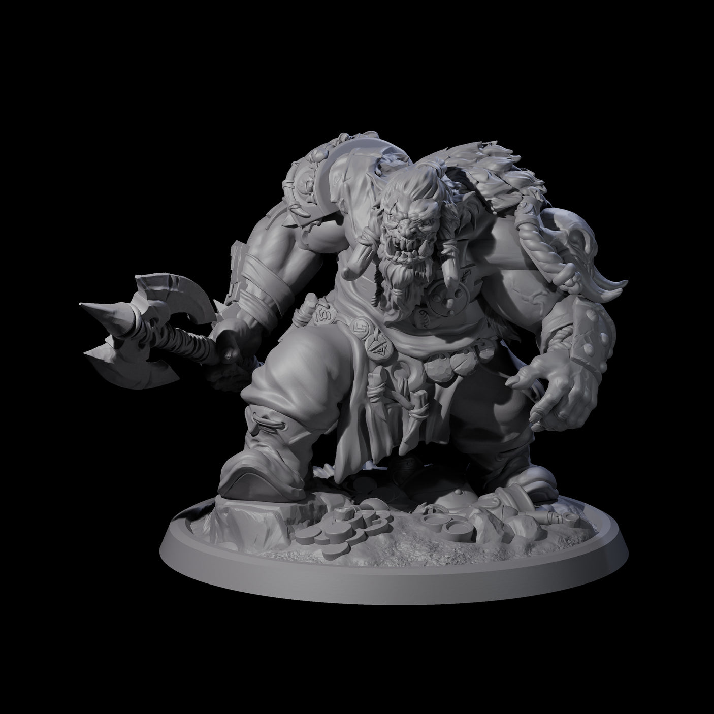 Four Squat Grinning Ogres Miniature for Dungeons and Dragons, Pathfinder or other TTRPGs