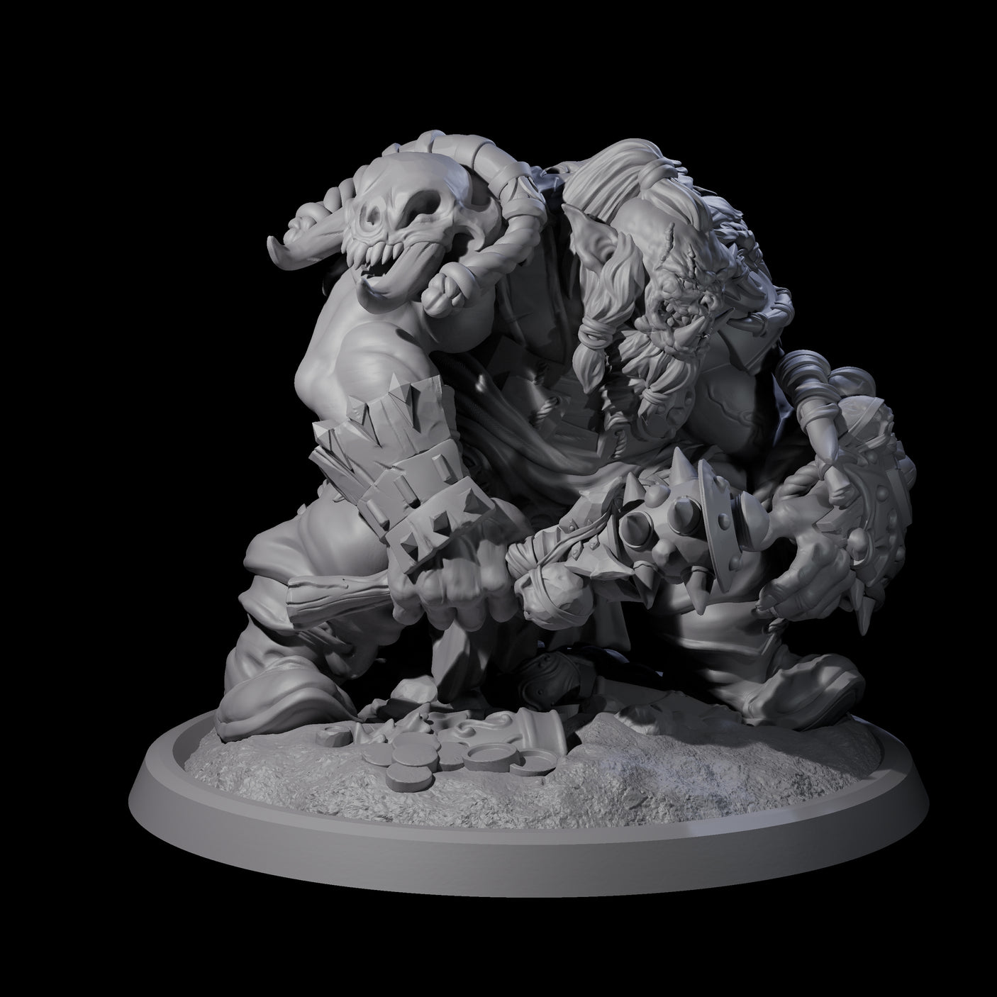 Four Squat Grinning Ogres Miniature for Dungeons and Dragons, Pathfinder or other TTRPGs