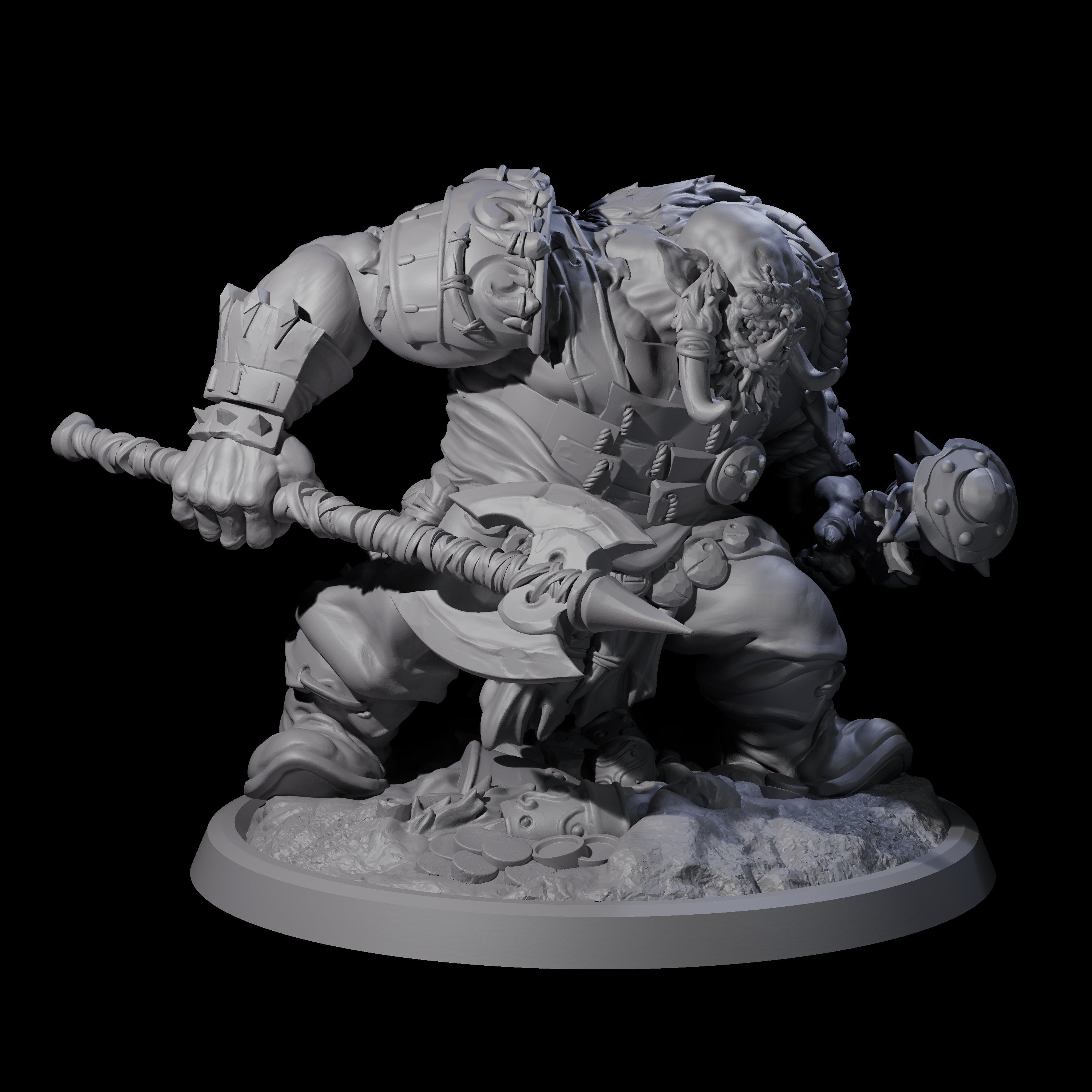 Four Squat Grinning Ogres Miniature for Dungeons and Dragons, Pathfinder or other TTRPGs