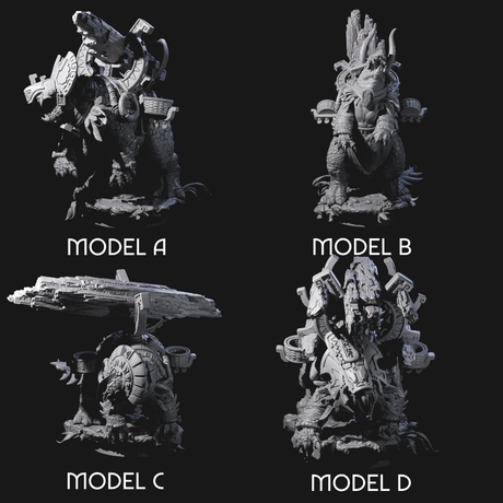 Four Stacked Saurian Siege Beasts Miniature for Dungeons and Dragons, Pathfinder or other TTRPGs