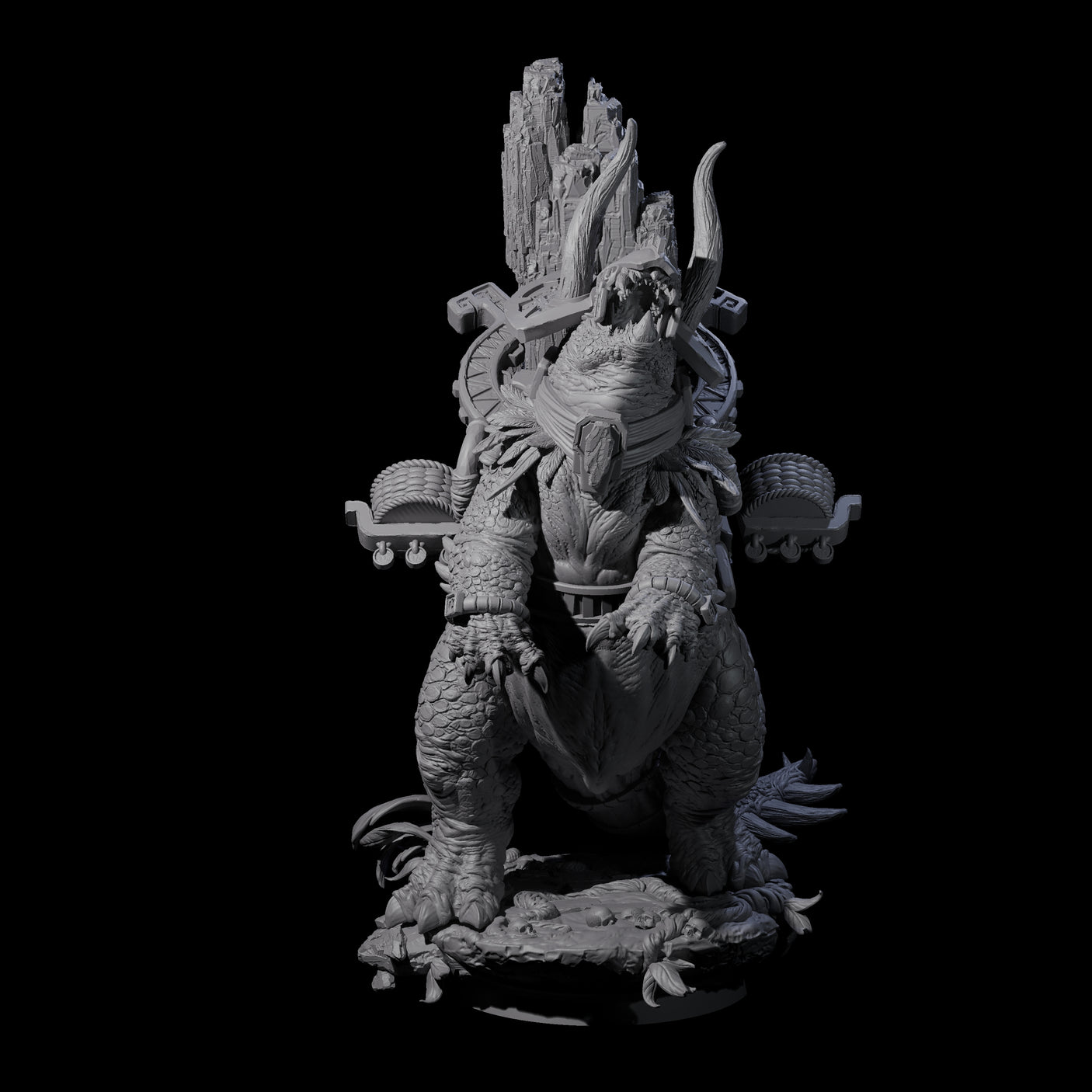 Four Stacked Saurian Siege Beasts Miniature for Dungeons and Dragons, Pathfinder or other TTRPGs