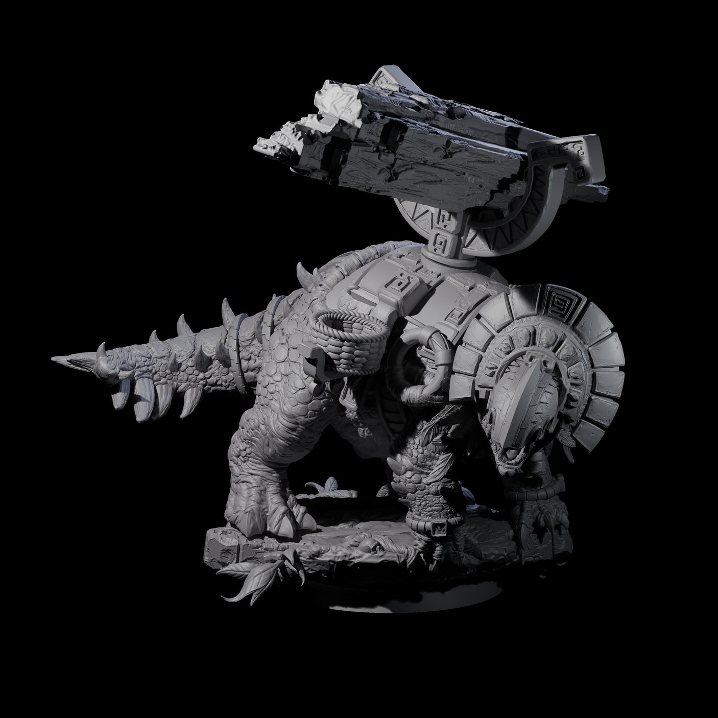 Four Stacked Saurian Siege Beasts Miniature for Dungeons and Dragons, Pathfinder or other TTRPGs