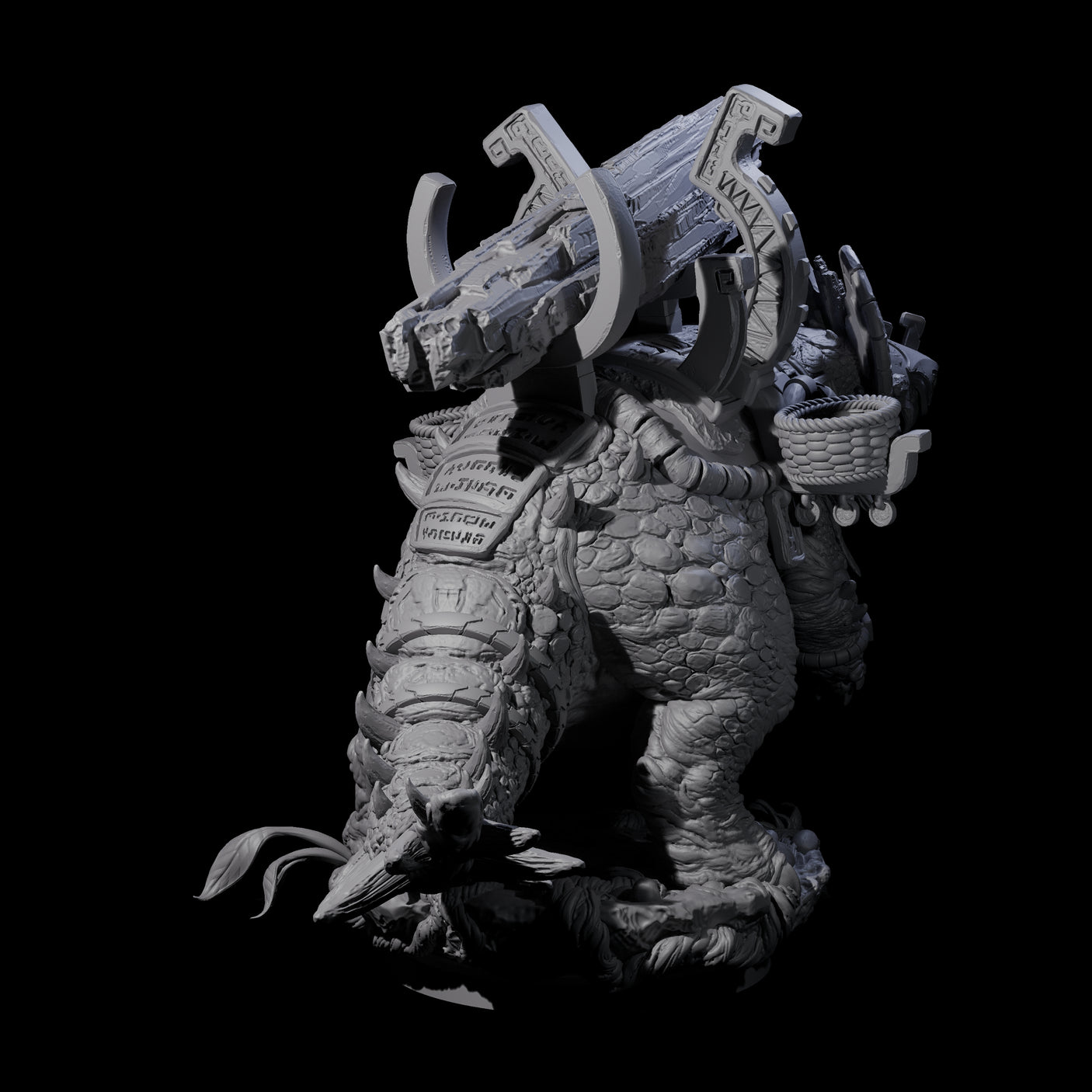 Four Stacked Saurian Siege Beasts Miniature for Dungeons and Dragons, Pathfinder or other TTRPGs