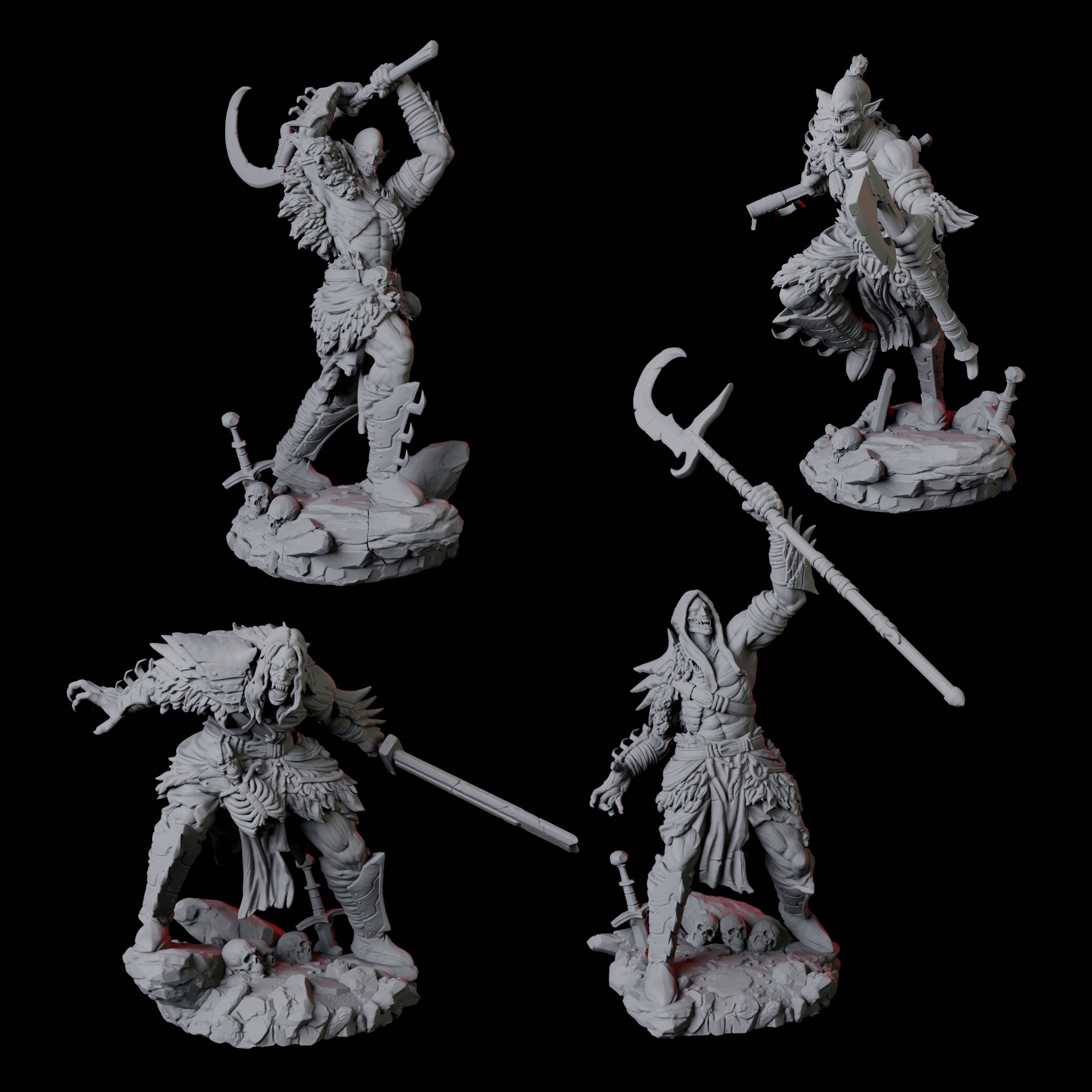 Four Stalking Urdefhan Warriors Miniature for Dungeons and Dragons, Pathfinder or other TTRPGs