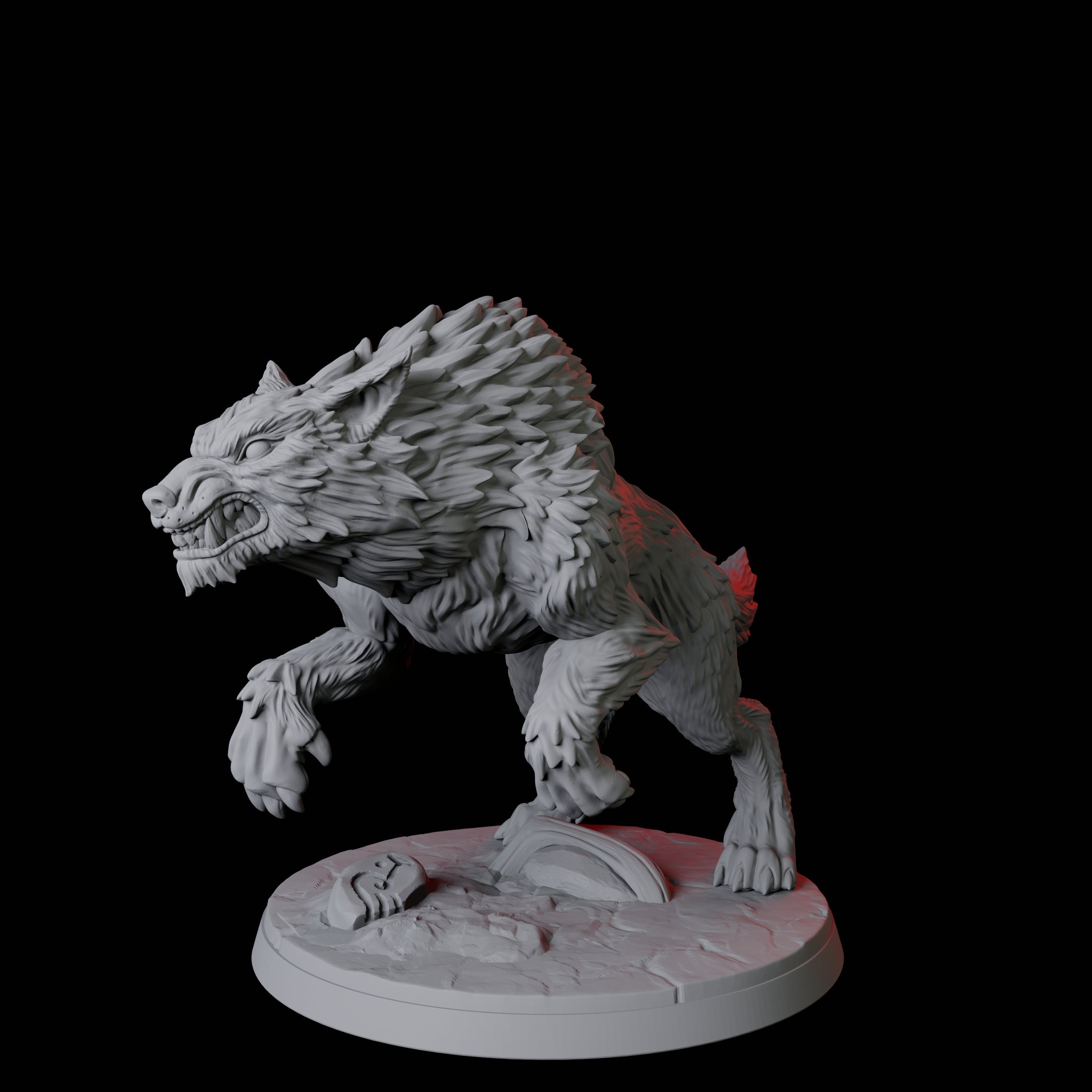 Four Stalking Wolves Miniature for Dungeons and Dragons, Pathfinder or other TTRPGs