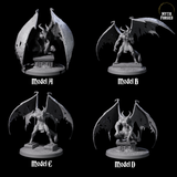 Four Static Gargoyles Miniature for Dungeons and Dragons, Pathfinder or other TTRPGs
