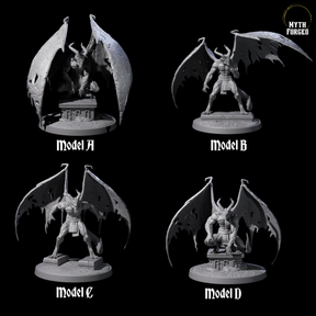Four Static Gargoyles Miniature for Dungeons and Dragons, Pathfinder or other TTRPGs