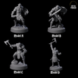 Four Stoneflesh Orcs Miniature for Dungeons and Dragons, Pathfinder or other TTRPGs