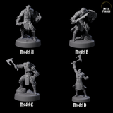 Four Stoneflesh Orcs Miniature for Dungeons and Dragons, Pathfinder or other TTRPGs
