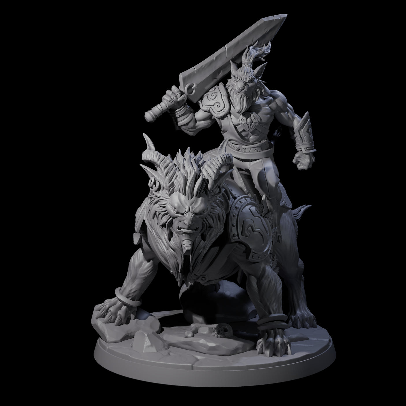 Four Storming Leonin Cavalry Miniature for Dungeons and Dragons, Pathfinder or other TTRPGs