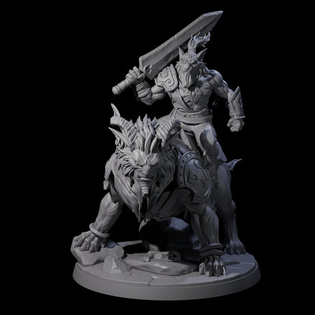 Four Storming Leonin Cavalry Miniature for Dungeons and Dragons, Pathfinder or other TTRPGs