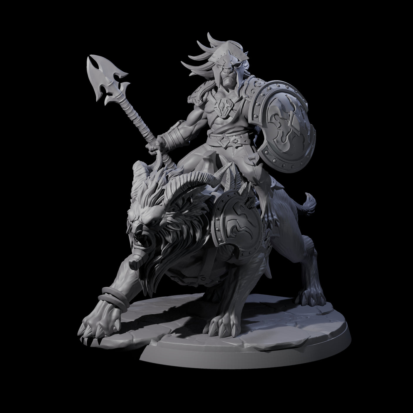 Four Storming Leonin Cavalry Miniature for Dungeons and Dragons, Pathfinder or other TTRPGs