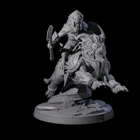 Four Storming Leonin Cavalry Miniature for Dungeons and Dragons, Pathfinder or other TTRPGs