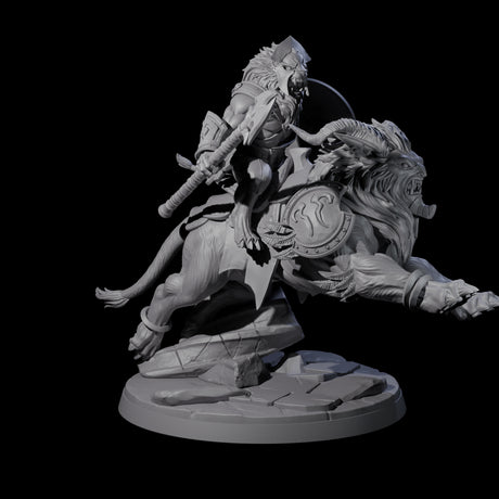 Four Storming Leonin Cavalry Miniature for Dungeons and Dragons, Pathfinder or other TTRPGs