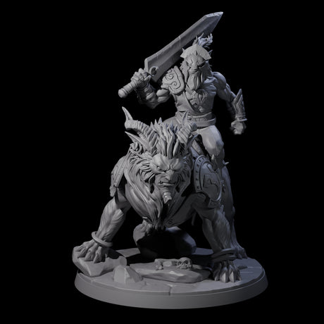 Four Storming Leonin Cavalry Miniature for Dungeons and Dragons, Pathfinder or other TTRPGs