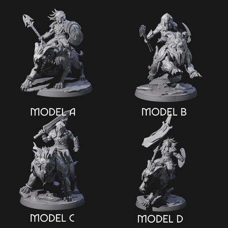 Four Storming Leonin Cavalry Miniature for Dungeons and Dragons, Pathfinder or other TTRPGs