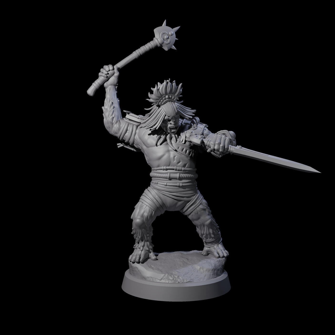 Four Striking Furry Orcs Miniature for Dungeons and Dragons, Pathfinder or other TTRPGs