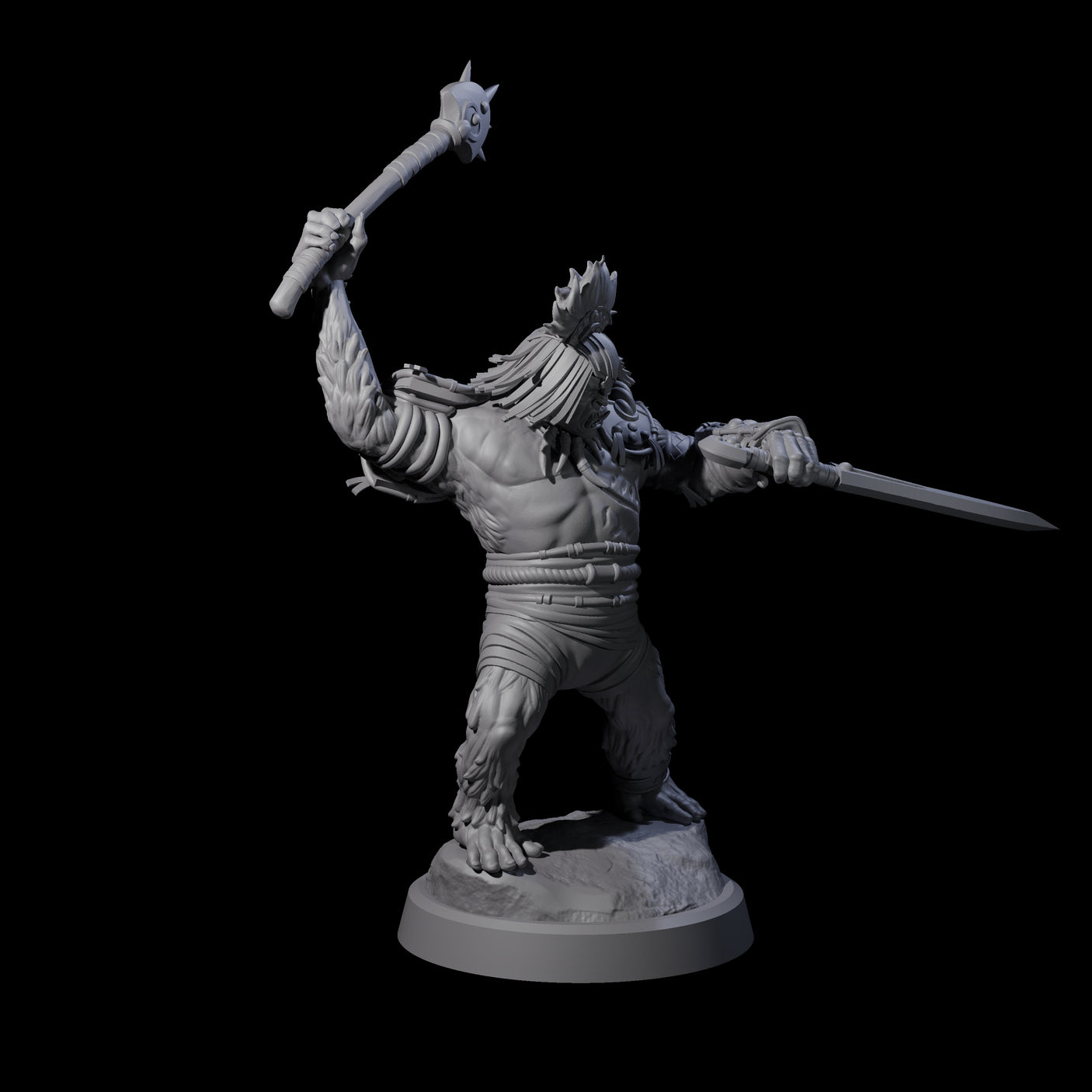 Four Striking Furry Orcs Miniature for Dungeons and Dragons, Pathfinder or other TTRPGs
