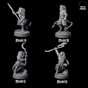 Four Striking Leonin Warblades Miniature for Dungeons and Dragons, Pathfinder or other TTRPGs