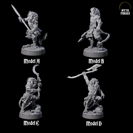 Four Striking Leonin Warblades Miniature for Dungeons and Dragons, Pathfinder or other TTRPGs