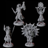Four Sun Worshipping Cultists Miniature for Dungeons and Dragons, Pathfinder or other TTRPGs