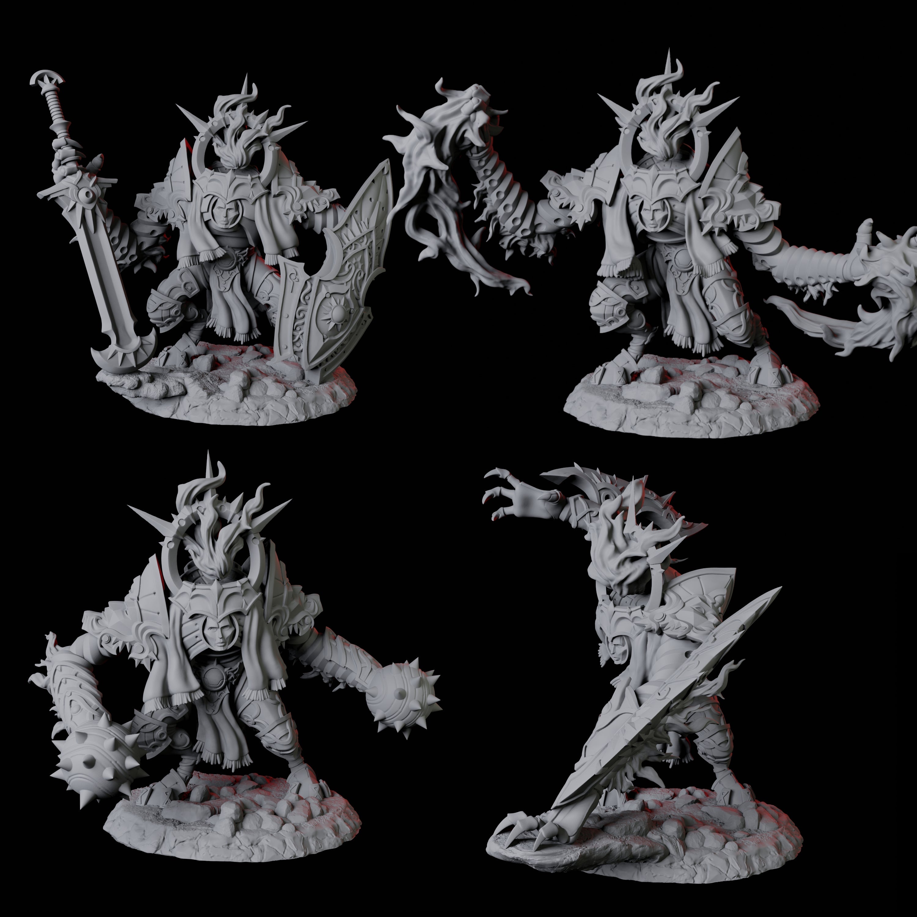 Four Surging Bastion Archons Miniature for Dungeons and Dragons, Pathfinder or other TTRPGs