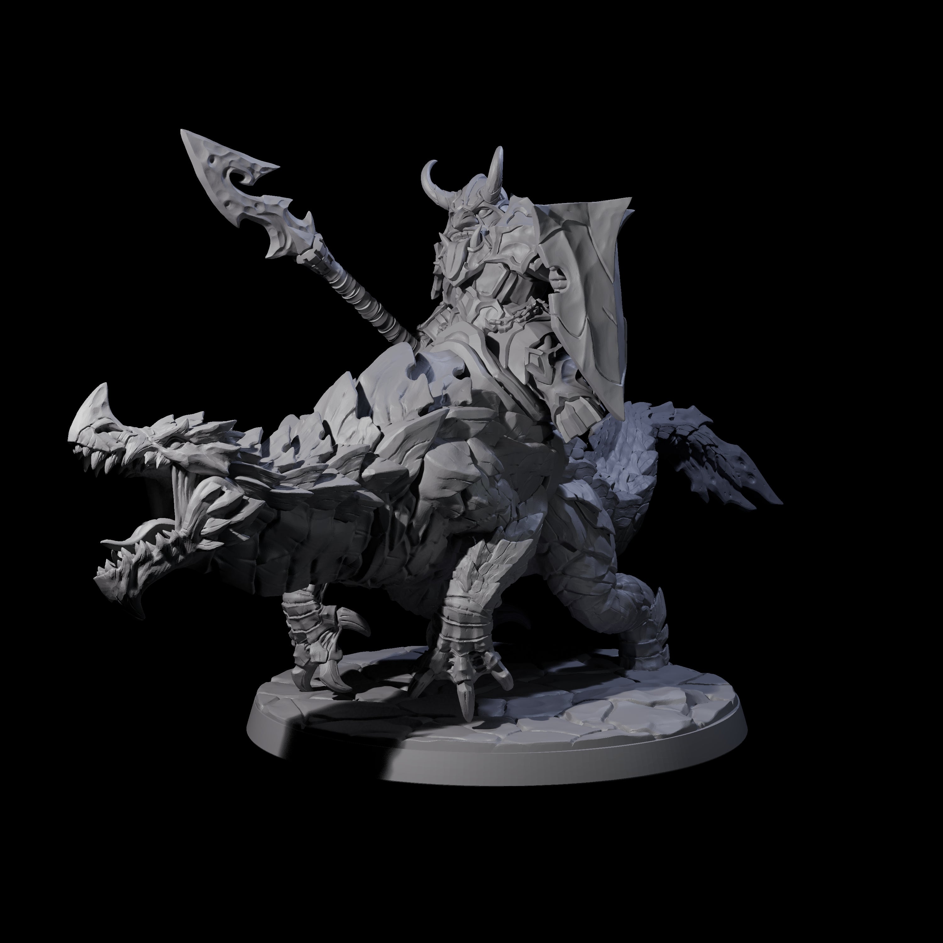 Four Surprise Dwarf Drake Riders Miniature for Dungeons and Dragons, Pathfinder or other TTRPGs
