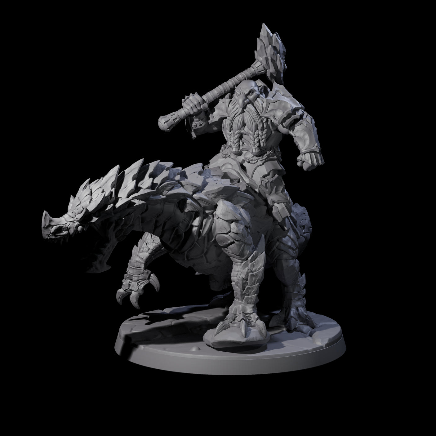 Four Surprise Dwarf Drake Riders Miniature for Dungeons and Dragons, Pathfinder or other TTRPGs