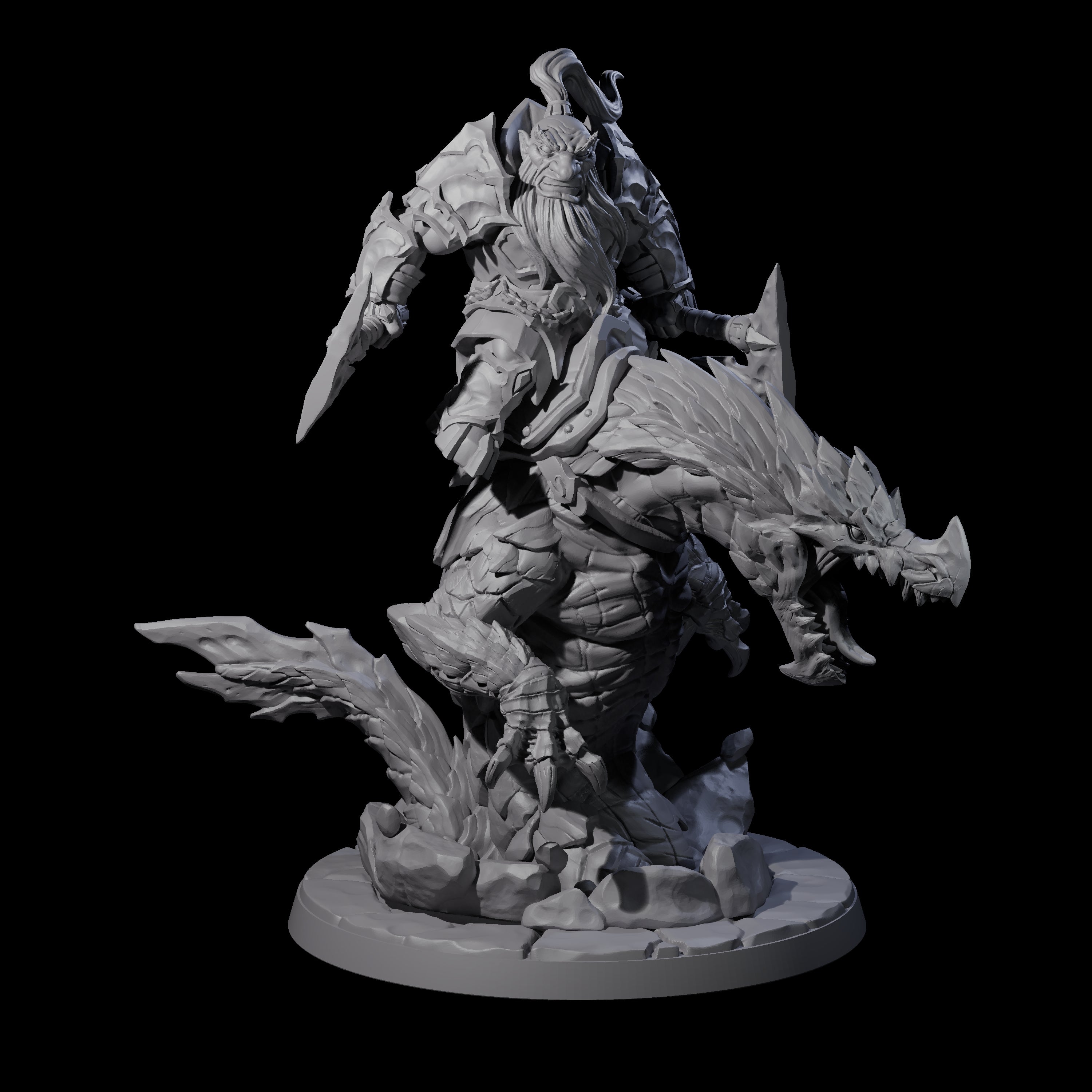 Four Surprise Dwarf Drake Riders Miniature for Dungeons and Dragons, Pathfinder or other TTRPGs