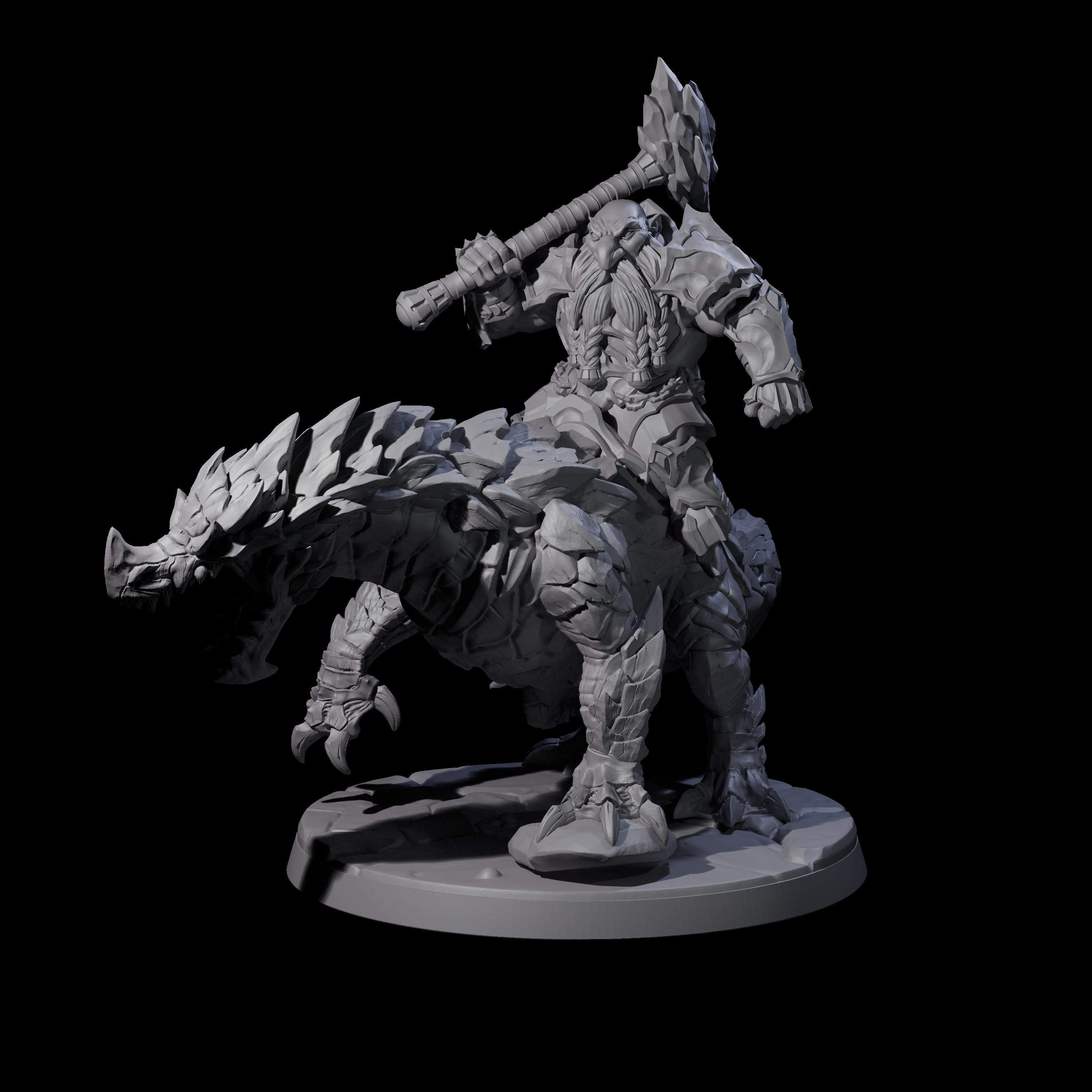 Four Surprise Dwarf Drake Riders Miniature for Dungeons and Dragons, Pathfinder or other TTRPGs