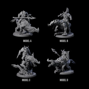 Four Surprise Dwarf Drake Riders Miniature for Dungeons and Dragons, Pathfinder or other TTRPGs