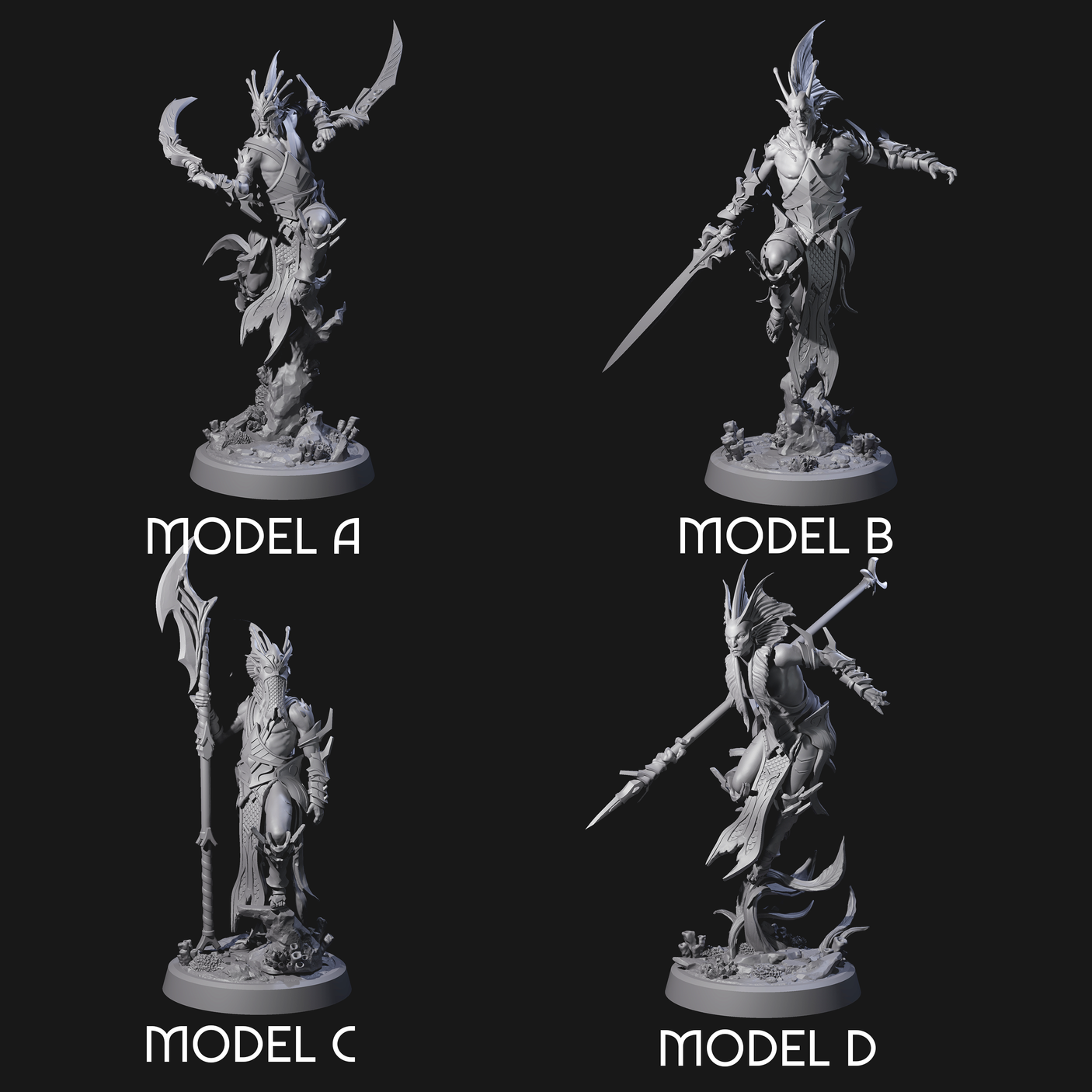 Four Swinging Abyssal Myrmidons Miniature for Dungeons and Dragons, Pathfinder or other TTRPGs