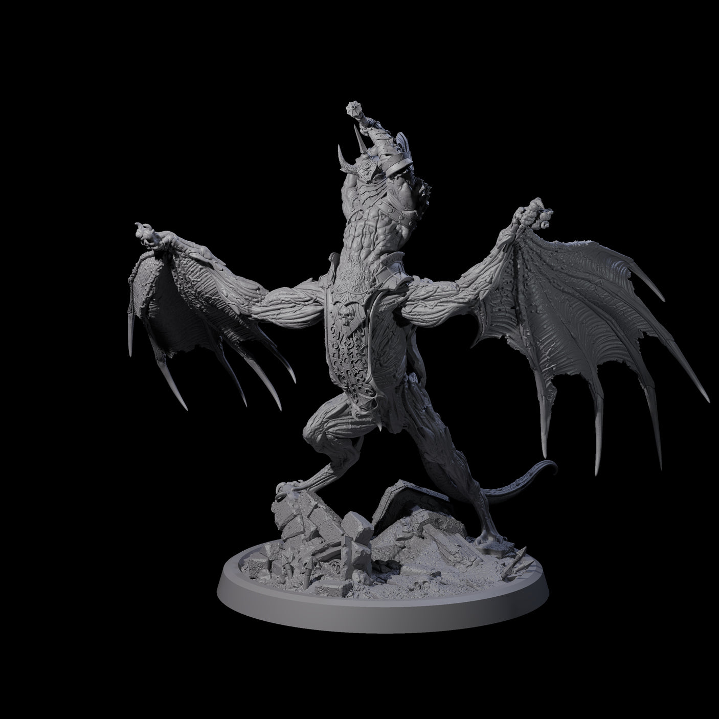 Four Swinging Bat-Like Cambions Miniature for Dungeons and Dragons, Pathfinder or other TTRPGs
