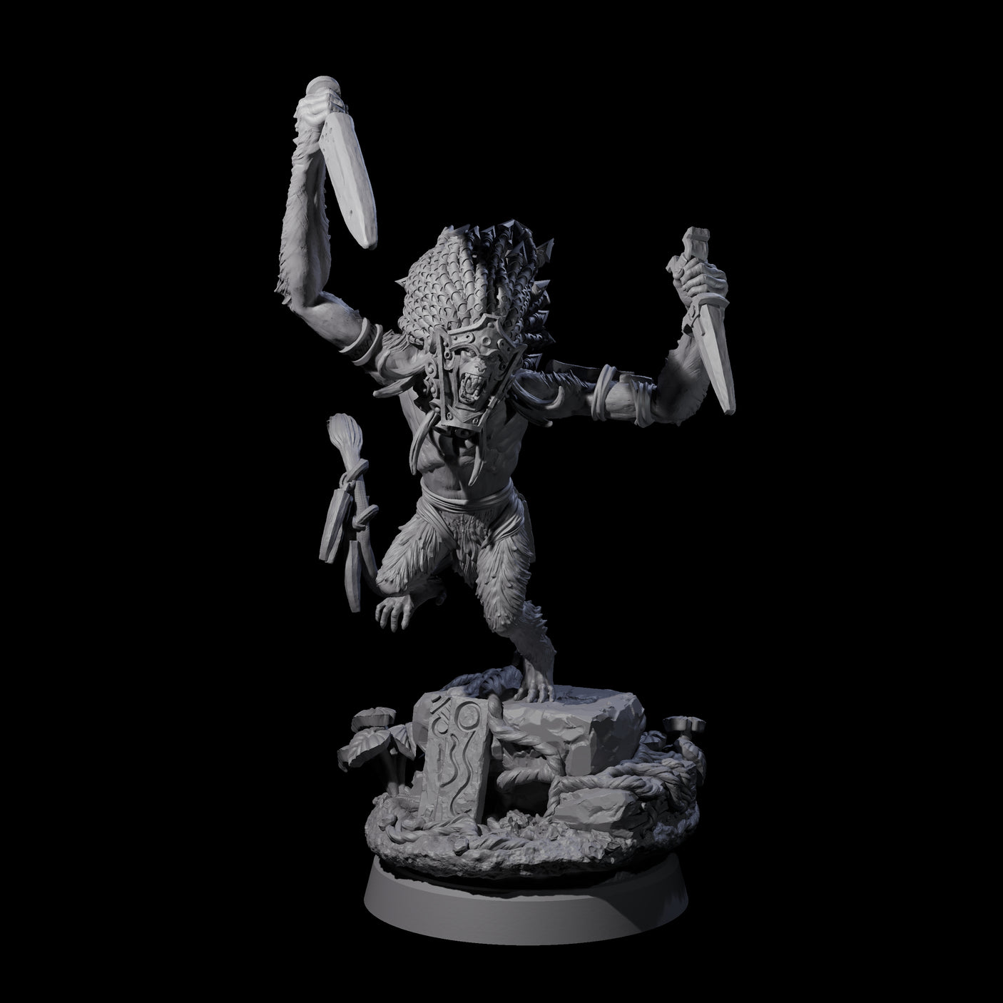 Four Swinging Hazodee Shamans Miniature for Dungeons and Dragons, Pathfinder or other TTRPGs