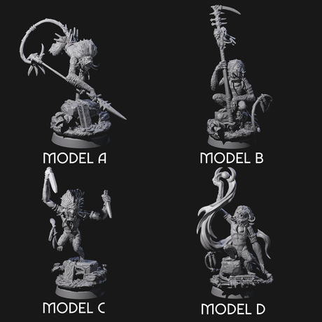 Four Swinging Hazodee Shamans Miniature for Dungeons and Dragons, Pathfinder or other TTRPGs