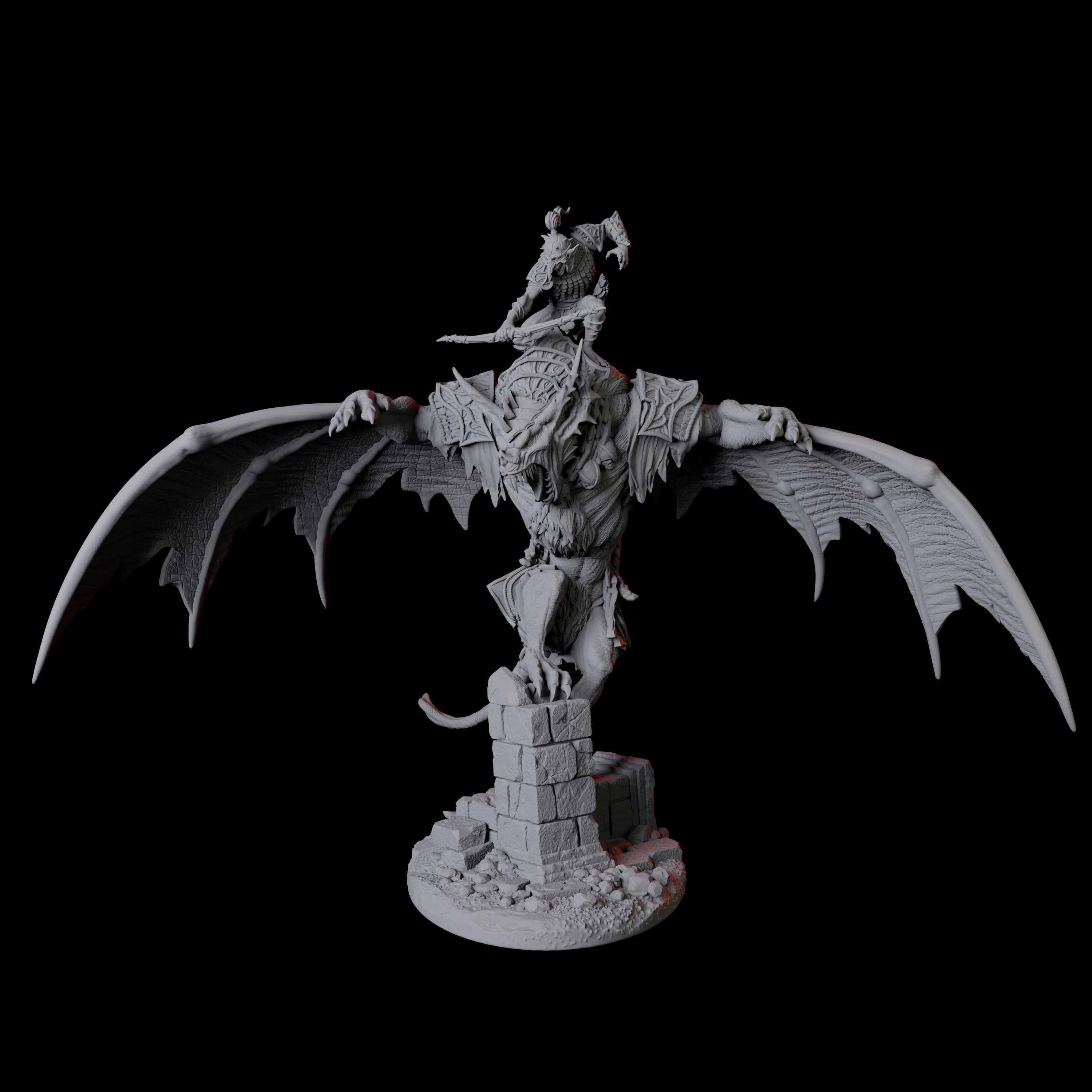 Four Swooping Vampire Spawn on Giant Bats Miniature for Dungeons and Dragons, Pathfinder or other TTRPGs