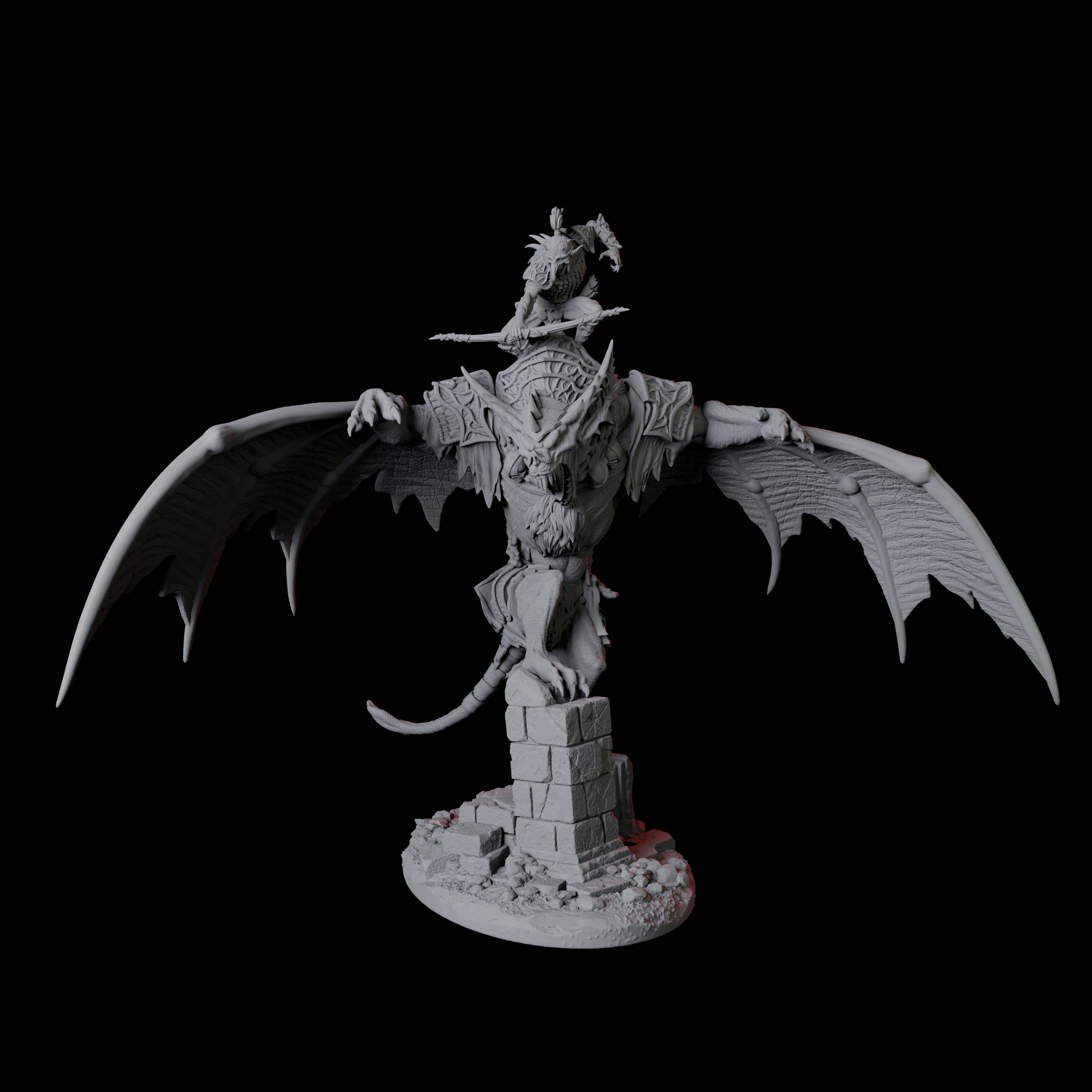 Four Swooping Vampire Spawn on Giant Bats Miniature for Dungeons and Dragons, Pathfinder or other TTRPGs