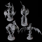 Four Swooping Vampire Spawn on Giant Bats Miniature for Dungeons and Dragons, Pathfinder or other TTRPGs